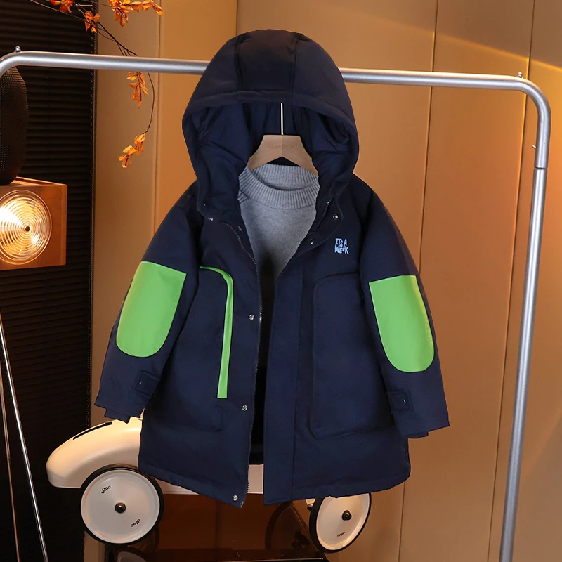 现货【拼接羽绒服】男童加厚保暖撞色90白鸭绒中大童萌娃冬装G5561