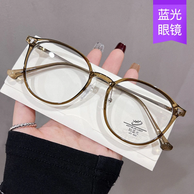 D31乳咖色近视眼镜框超轻素颜可配度数镜片防蓝光眼睛框架男女