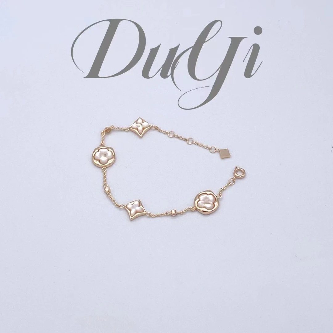 铜合金树脂手链 白色老花四花四叶草经典百搭时尚手链