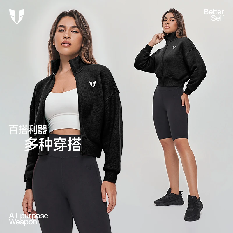 马甲线健身运动外套户外跑步加绒立领外套休闲百搭保暖F2341W303