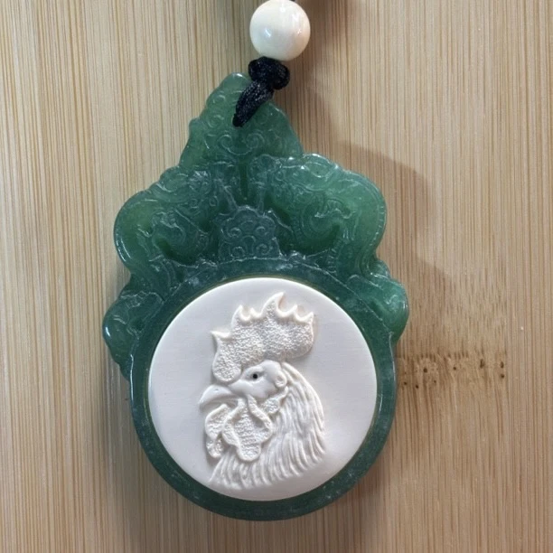 128b松山天然猛犸牙十二生肖鸡玉石吊坠男女款 支持复检