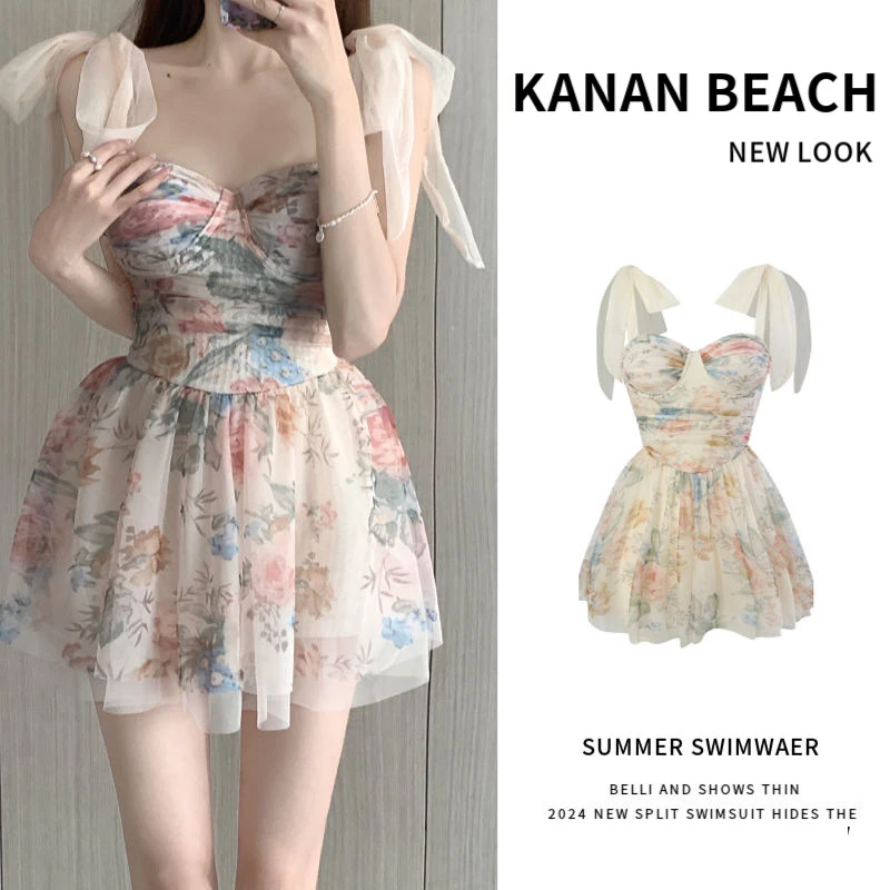 连体2025泳衣女裙式保守遮肚遮肉高级感泡温泉辣妹纯欲风游泳装