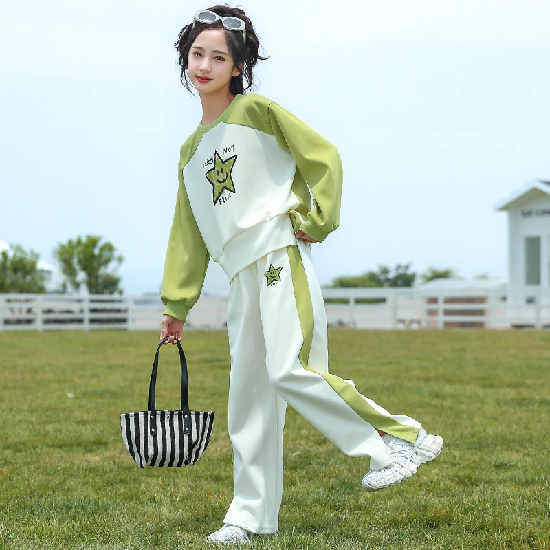 女童卫衣套装春秋2024新款洋气儿童运动大童网红两件套小女孩秋装