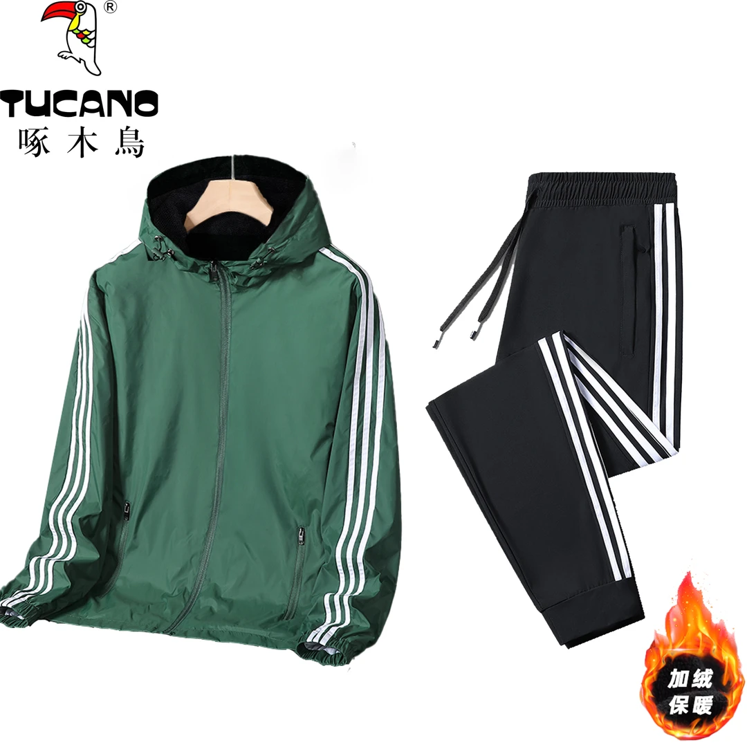 TUCANO/啄木鳥秋冬连帽夹克加绒外套男女风衣休闲情侣款运动套装1