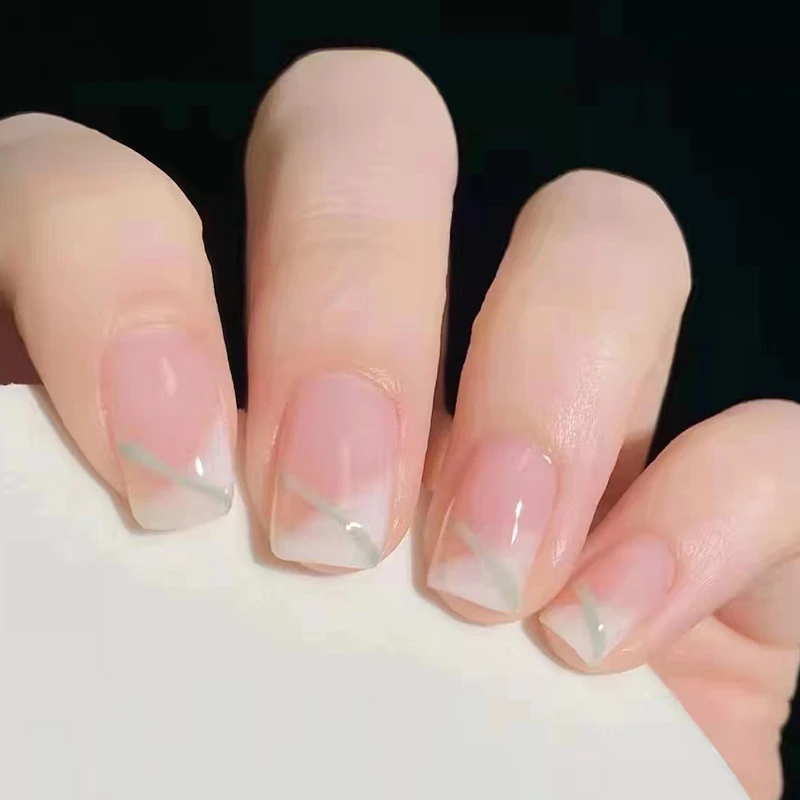 穿戴式指甲贴方形甲短款简约清新可拆卸指甲贴 成品 nail少女显白