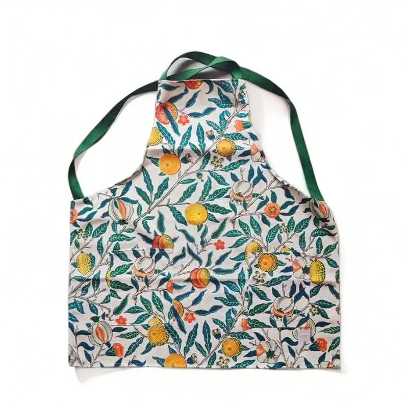 时尚日系家用厨房工装围裙涤纶数码印花经典大师系列超长交叉带