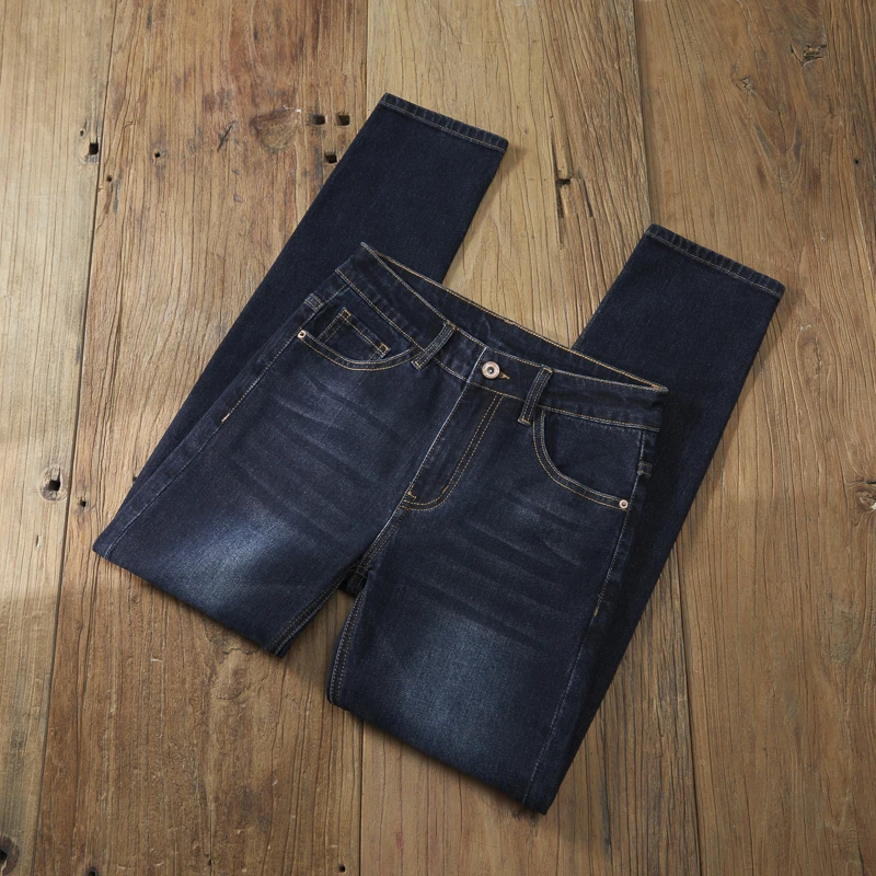 老爷车秋冬男士水洗蓝黑色弹力牛仔裤时尚百搭修身小直筒裤子男