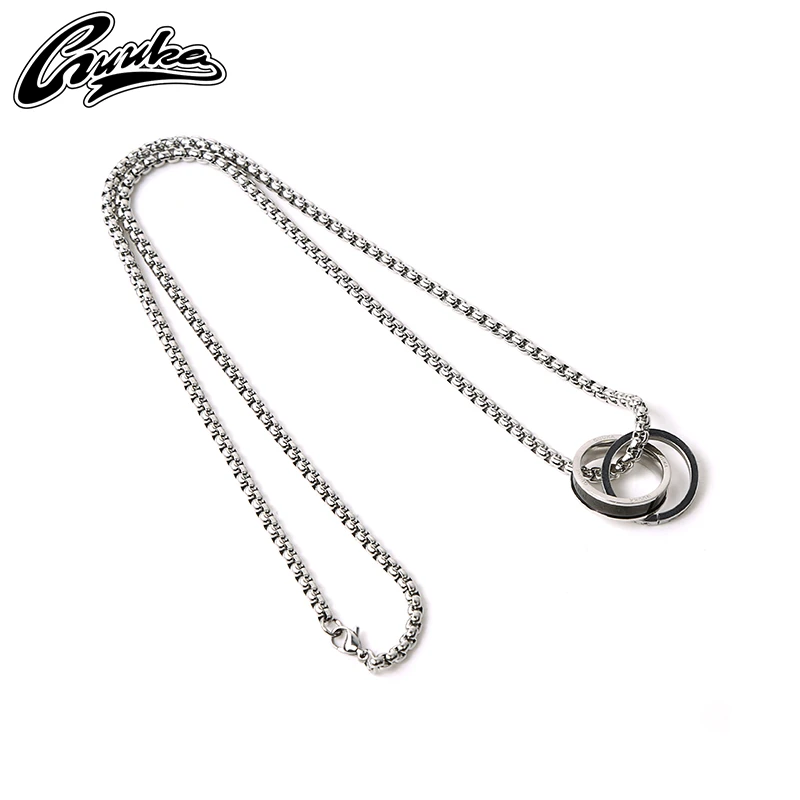 Guuka/古由卡 钛钢项链 潮牌环环相扣挂坠小众项链情侣同款R0470