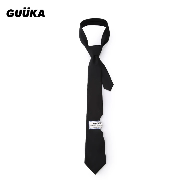 Guuka/古由卡潮牌衬衫领带嘻哈学院风JK制服logoR5017皮标领带