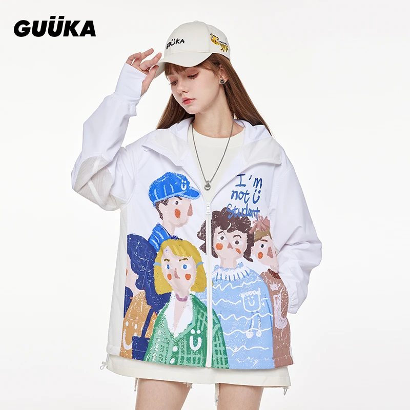 【直播专属】GUUKA男女同款带帽檐连帽情侣冰丝袖口外套G60201