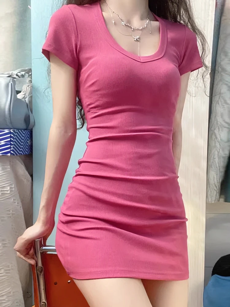 小个子辣妹御姐包臀连衣裙女夏季修身纯欲甜美短裙子套装2025新款