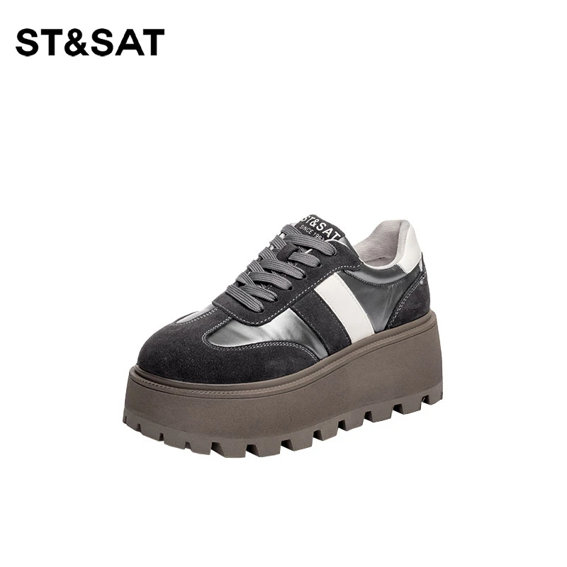 St&Sat/星期六【7+1cm】小个子韩版内增高板鞋女厚底时尚百搭鞋潮流