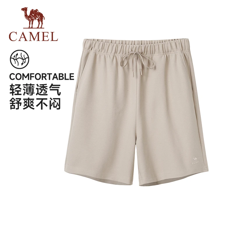 骆驼直筒男款夏季透气休闲健身跑步针织短裤五分裤J14BAV6058