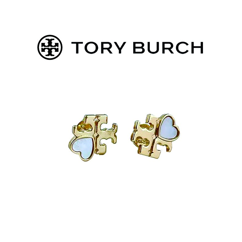 ToryBurch汤丽柏琦心形贝母耳钉