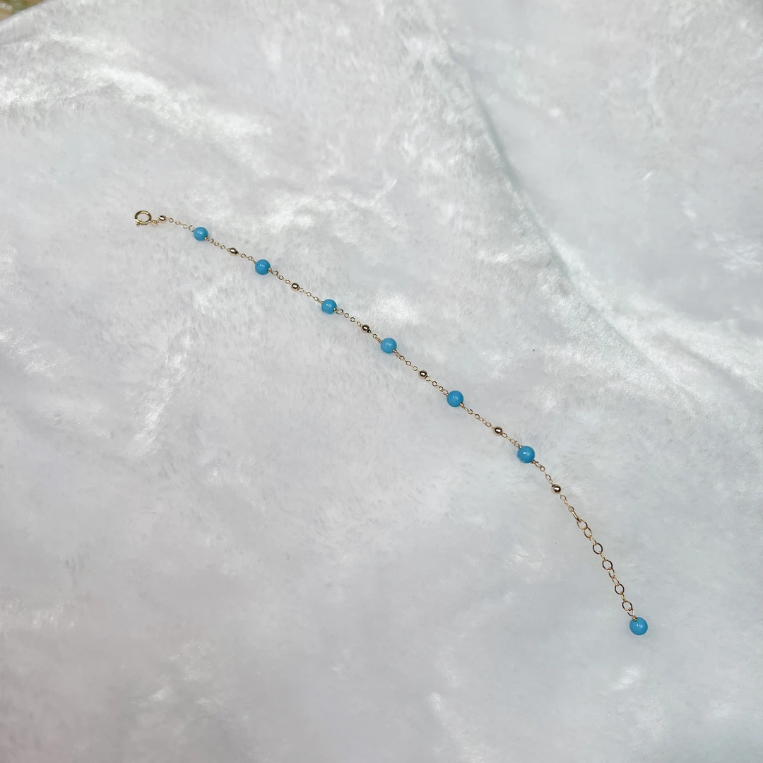 高瓷 蓝松手链 14K金手串 02