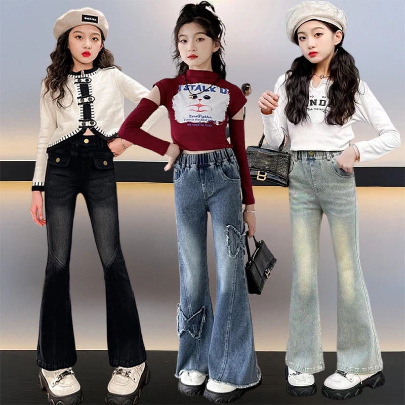 显瘦春装微喇中大童2024新款喇叭裤春秋女童洋气春季阔腿韩版时尚