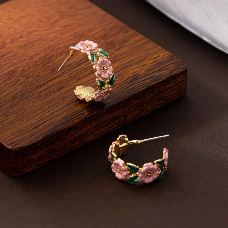 合金耳饰 【繁花】温柔高级感花花耳圈(A05)