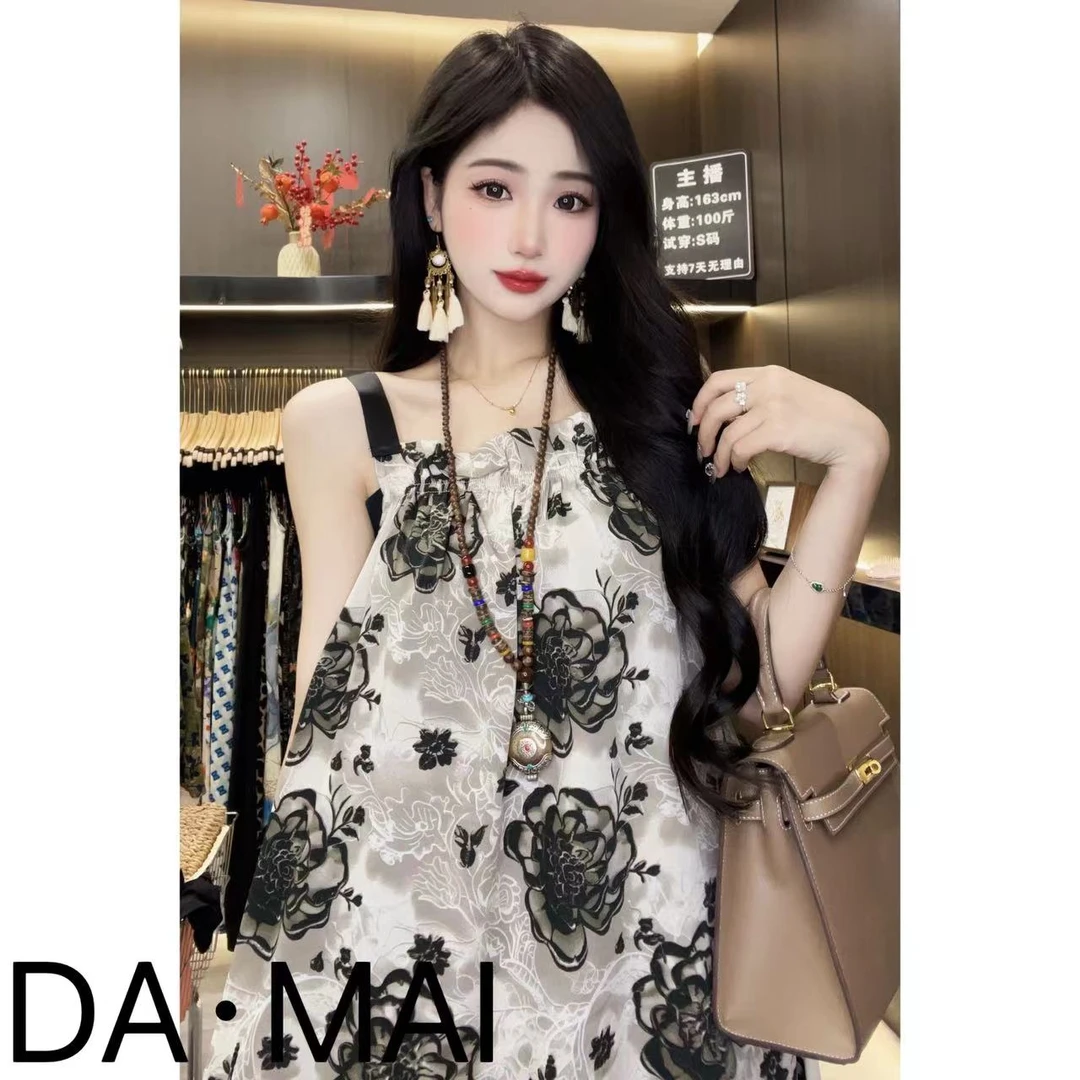 DA.MAI-8525#2025女款轻奢宽松长裙春夏缎料无袖气质时尚连衣裙