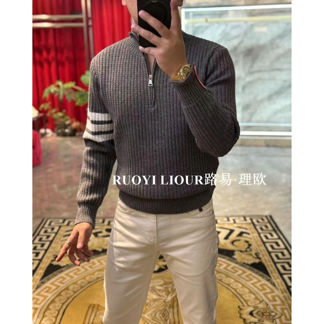 【路易理欧】潮流男欧货时尚轻奢半拉链百搭保暖秋冬针织衫01029