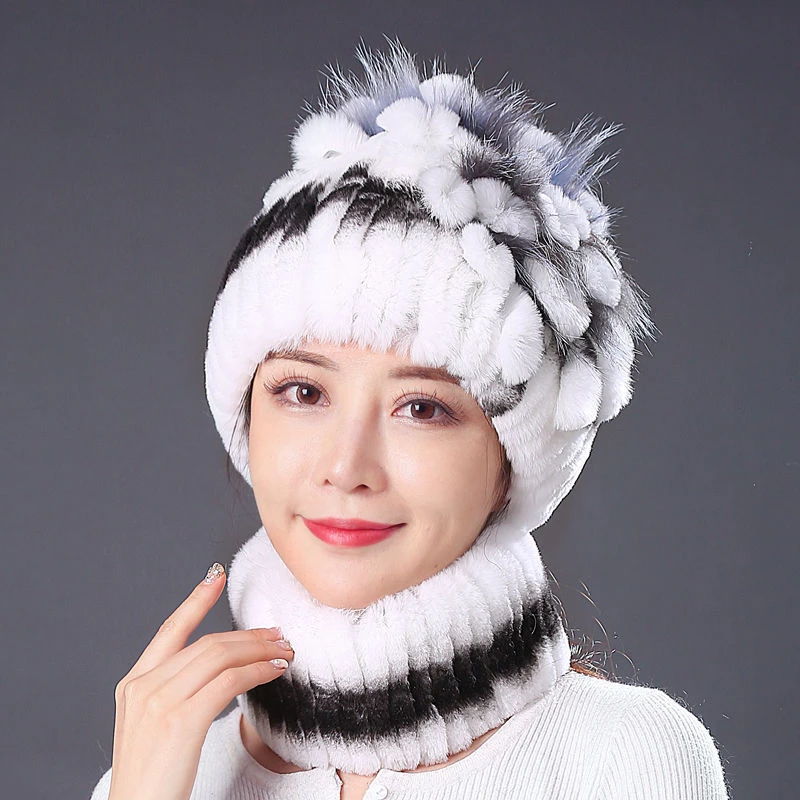 帽子韩版冬天女保暖围脖妈妈中老年人加厚兔毛帽子女秋冬季保暖帽