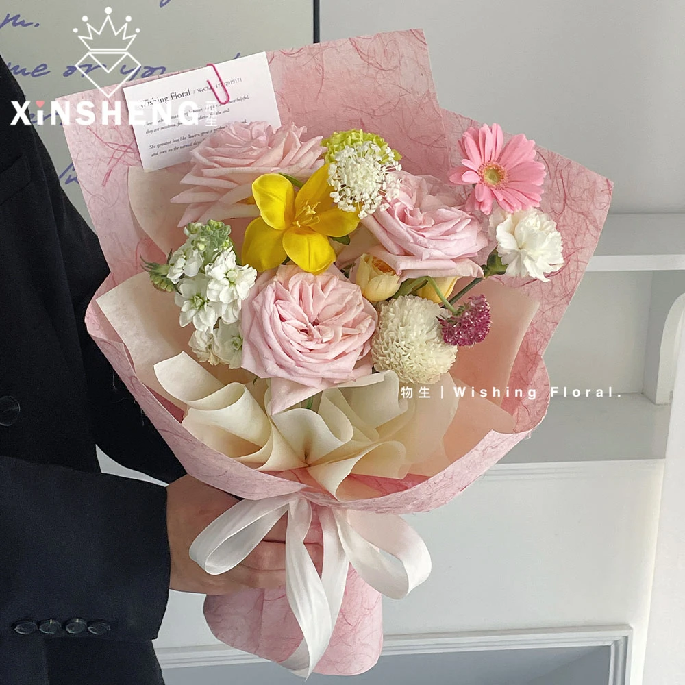 芯苼 麻丝纤维纸 鲜花包装  花艺包装纸  材料高质感手工diy轻薄
