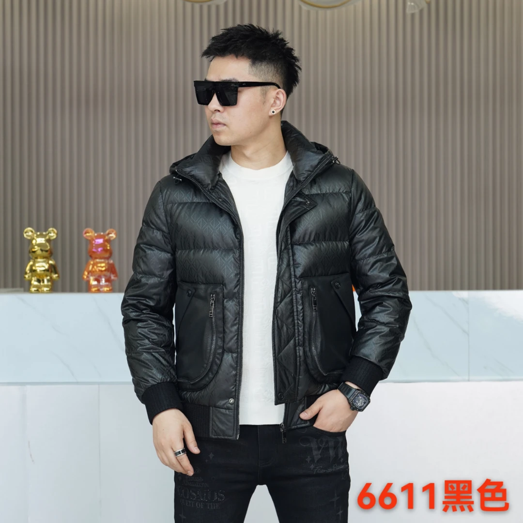 冬季男士羽绒服保暖带帽时尚潮流外套休闲黑色百搭上衣