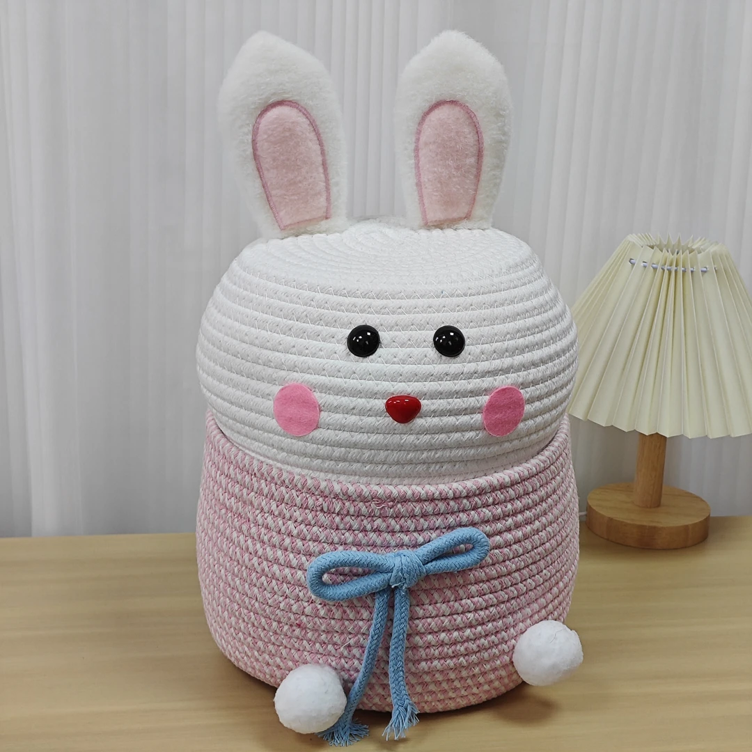 立体兔子收纳筐3d玩偶摆件可爱毛绒耳朵大号兔子收纳篮家用收纳