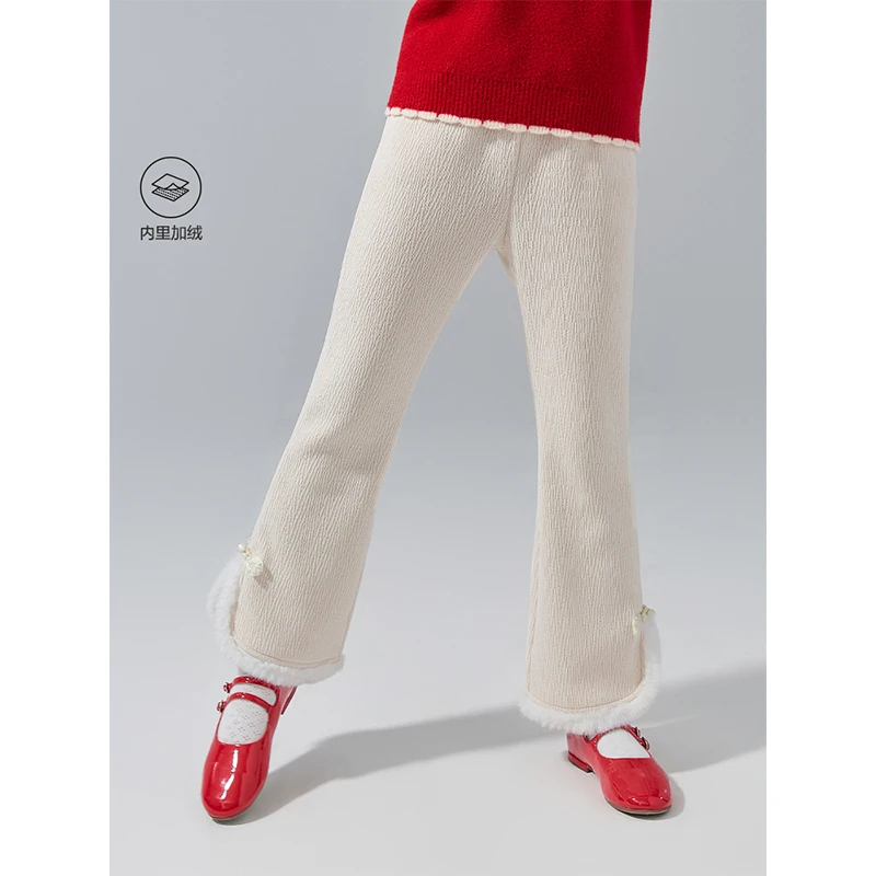 【加绒加厚 新中式喇叭裤】笛莎女童休闲裤儿童盘扣长裤-93247A401