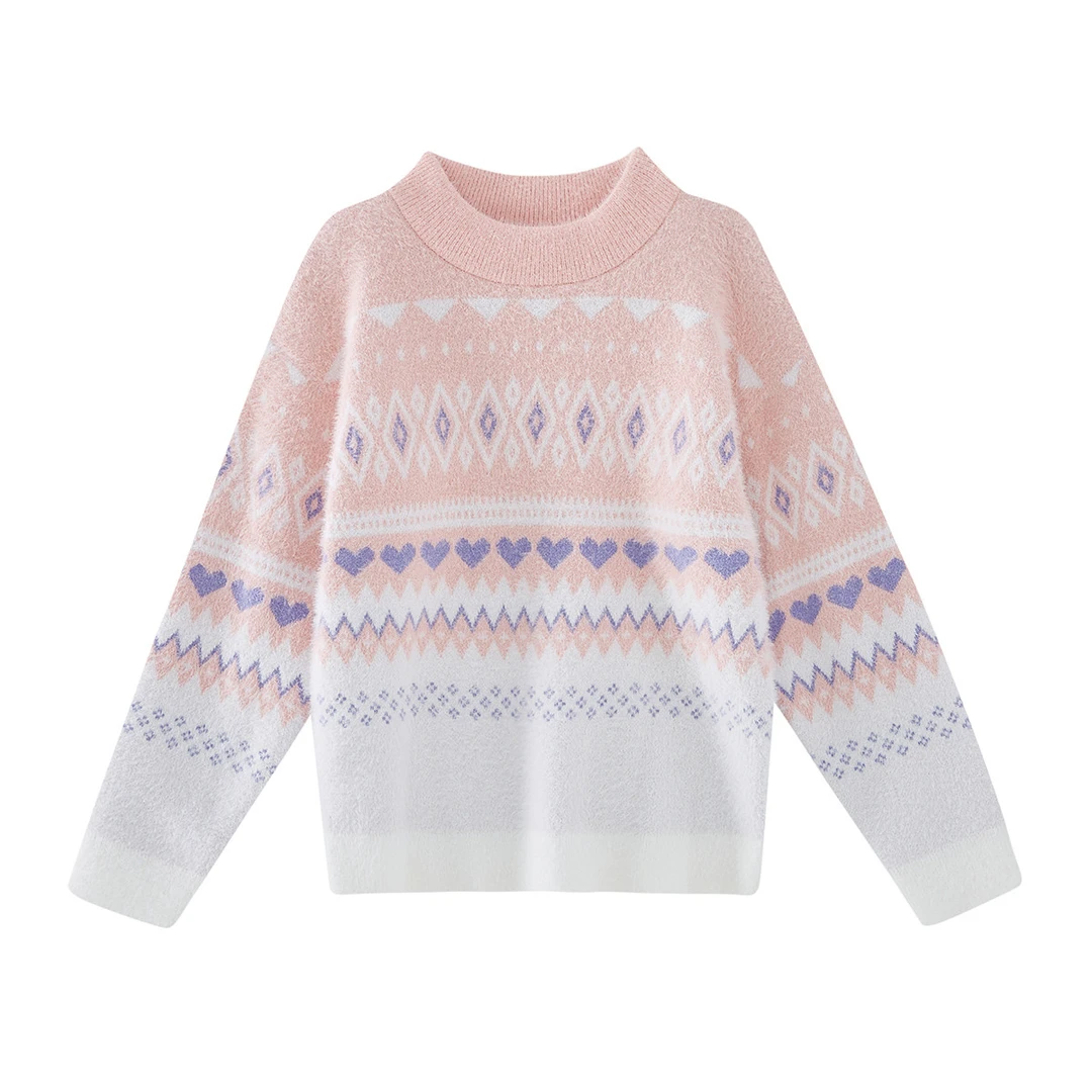 DEESHA/笛莎费尔岛毛衣女童2024新款中大童儿童提花毛衫女童秋冬