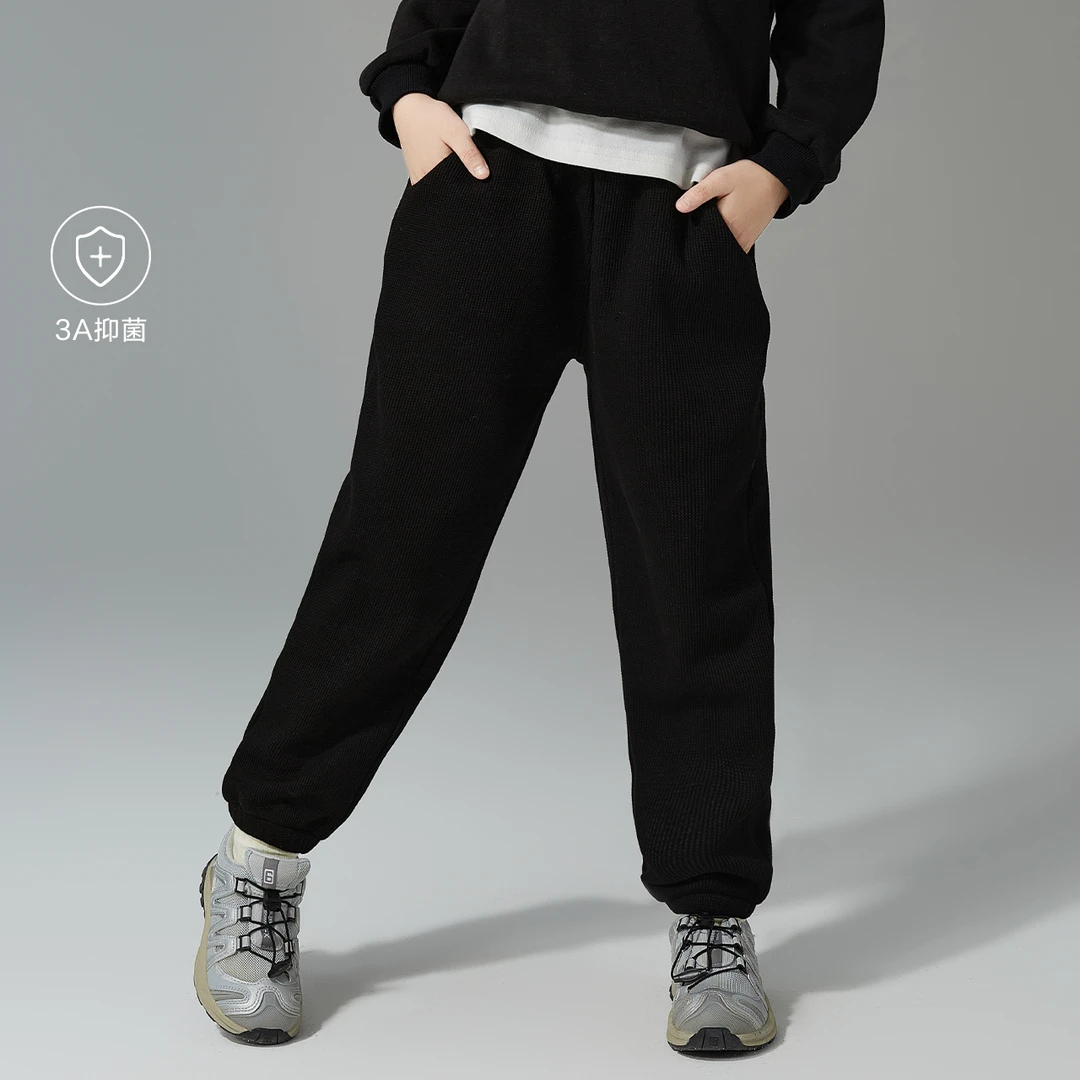 DEESHA/笛莎中童甜美华夫格束脚裤2024新款加厚保暖休闲裤女童冬