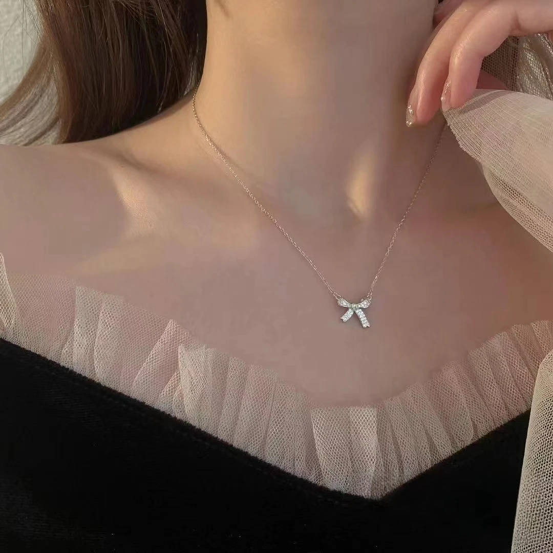 合金项链 蝴蝶结项链轻奢时尚百搭简约气质