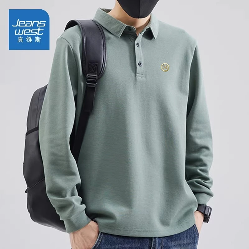 真维斯男士长袖polo衫男款高档秋冬季宽松男装t恤休闲百搭商务款
