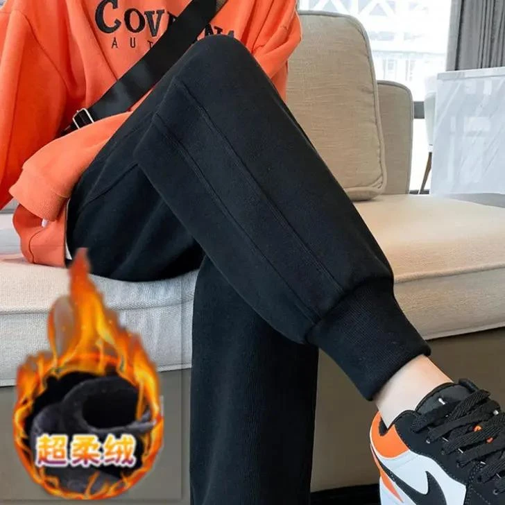 运动裤女2023秋冬新款宽松休闲裤哈伦束脚卫裤高腰显瘦加绒灯笼裤