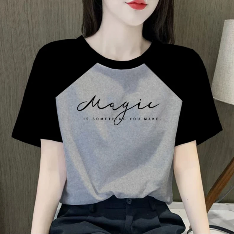 纯棉大码t恤插肩袖短袖恤女大码胖别致小衫显瘦上衣潮