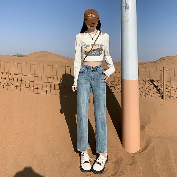 超柔弹力烟管裤高腰显瘦修身窄版法棍裤经典百搭裤型春款新款牛仔