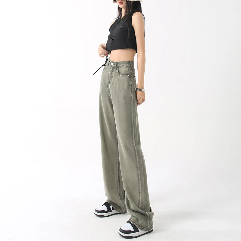 阔腿裤女款爆款2024款天丝莱赛尔薄款高腰ins阔腿裤窄版阔腿裤