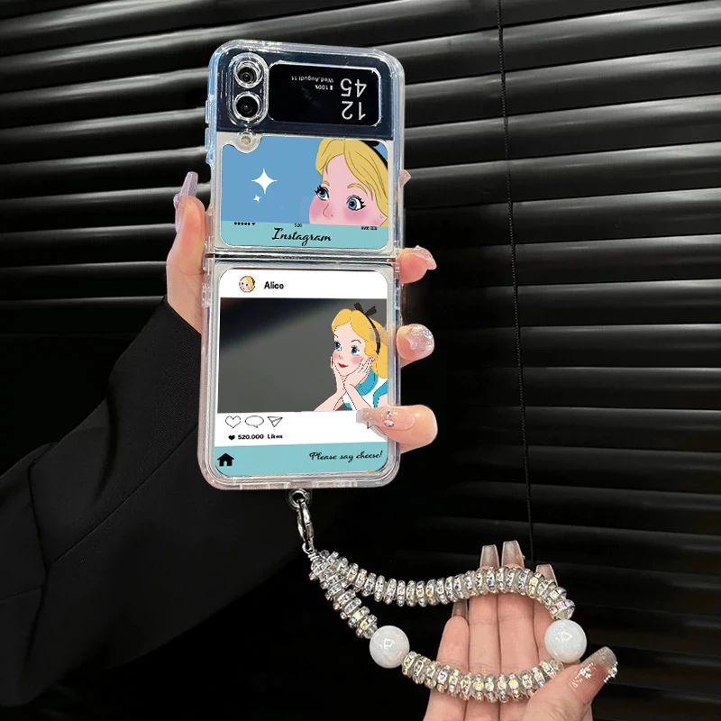 适用三星zflip3/flip4折叠镜面爱丽丝折叠手机壳