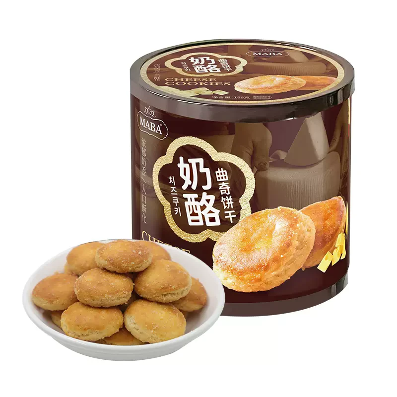 香港品牌MABA奶酪曲奇饼干188g休闲零食饼干【到手2罐】