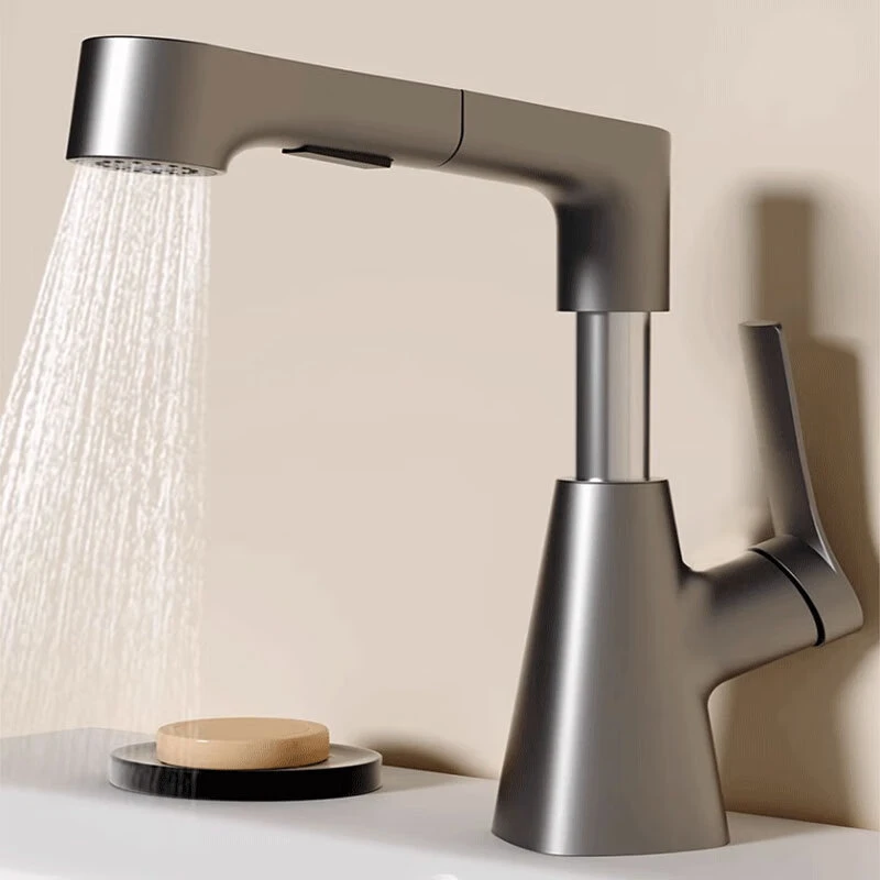 卫生间抽拉式水龙头冷热水升降旋转洗头洗手洗脸盆水龙头实用加厚