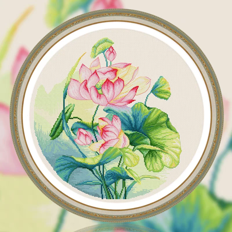 春天十字绣＿2447清香绿荷