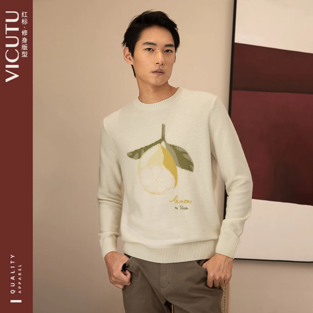 RED VICUTU【直播间前N】威可多长袖针织衫男士绵羊毛混纺毛衣时尚