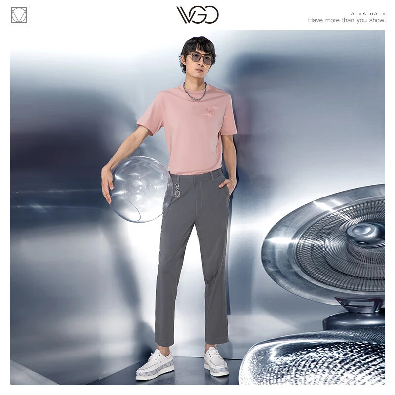 vgo休闲裤男款直筒裤男深灰色潮牌男国潮宽松裤子运动时尚长裤