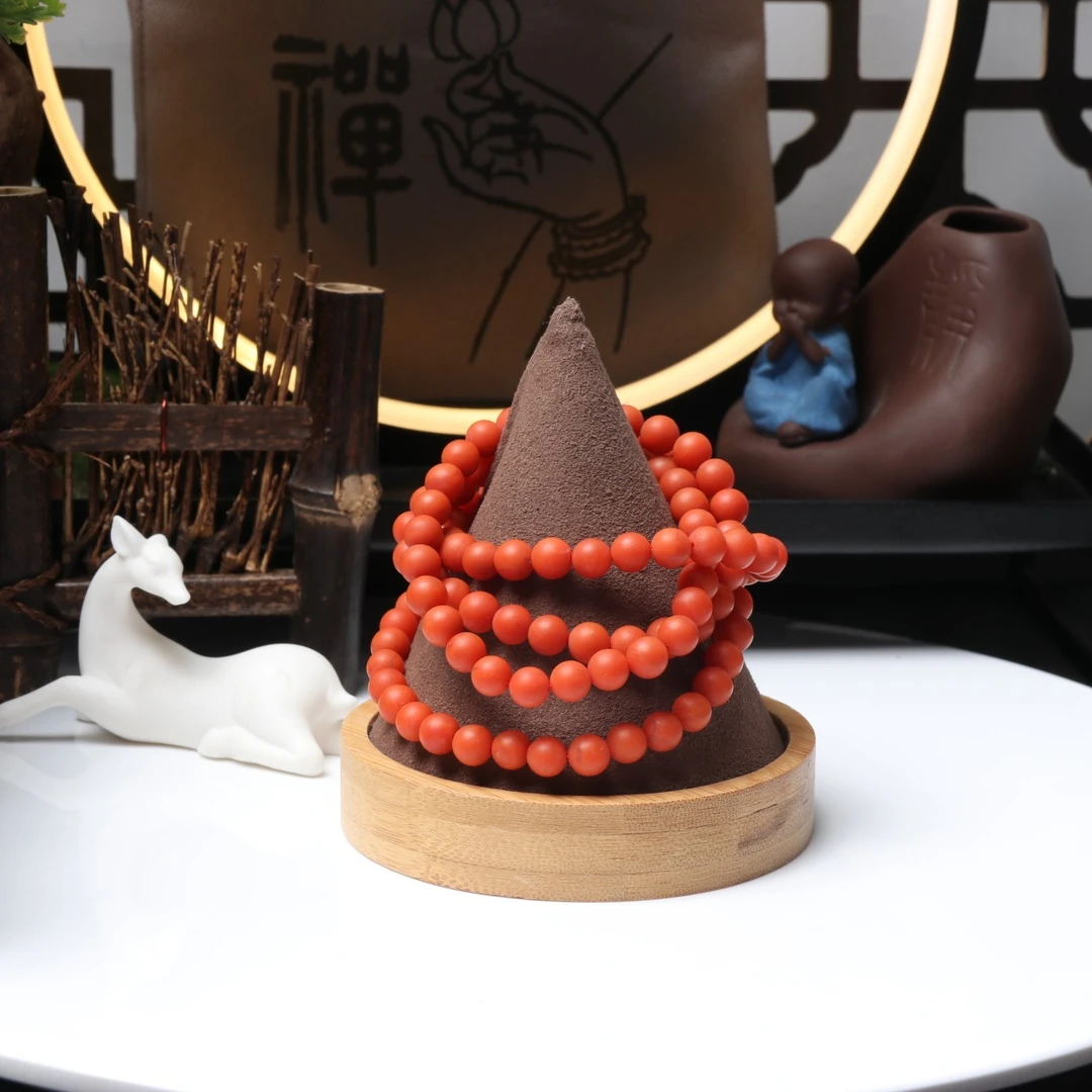 高品精美南红玛瑙7mm左右圆珠多圈一条n400