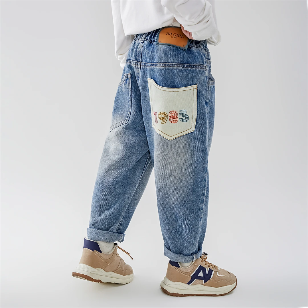 春款男童牛仔裤薄款休闲中大童韩版儿童裤子窄版老爹裤软牛仔5185