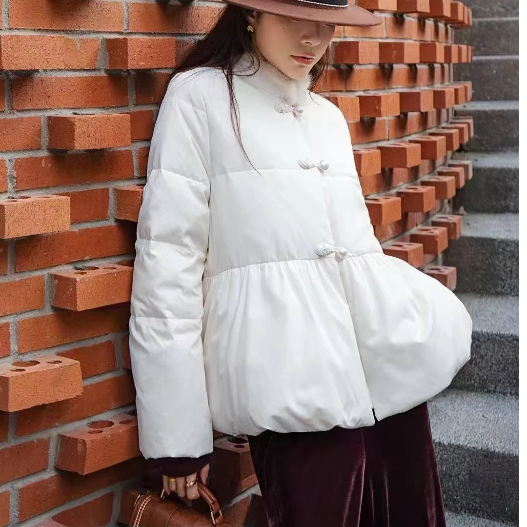 WR2302羽绒服新中式长袖秋冬加厚保暖冬季网红女士