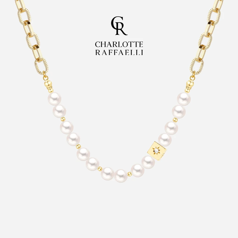 黄铜仿珍珠项链 CR夏洛特 爱意流转珍珠项链小众原创设计锁骨链