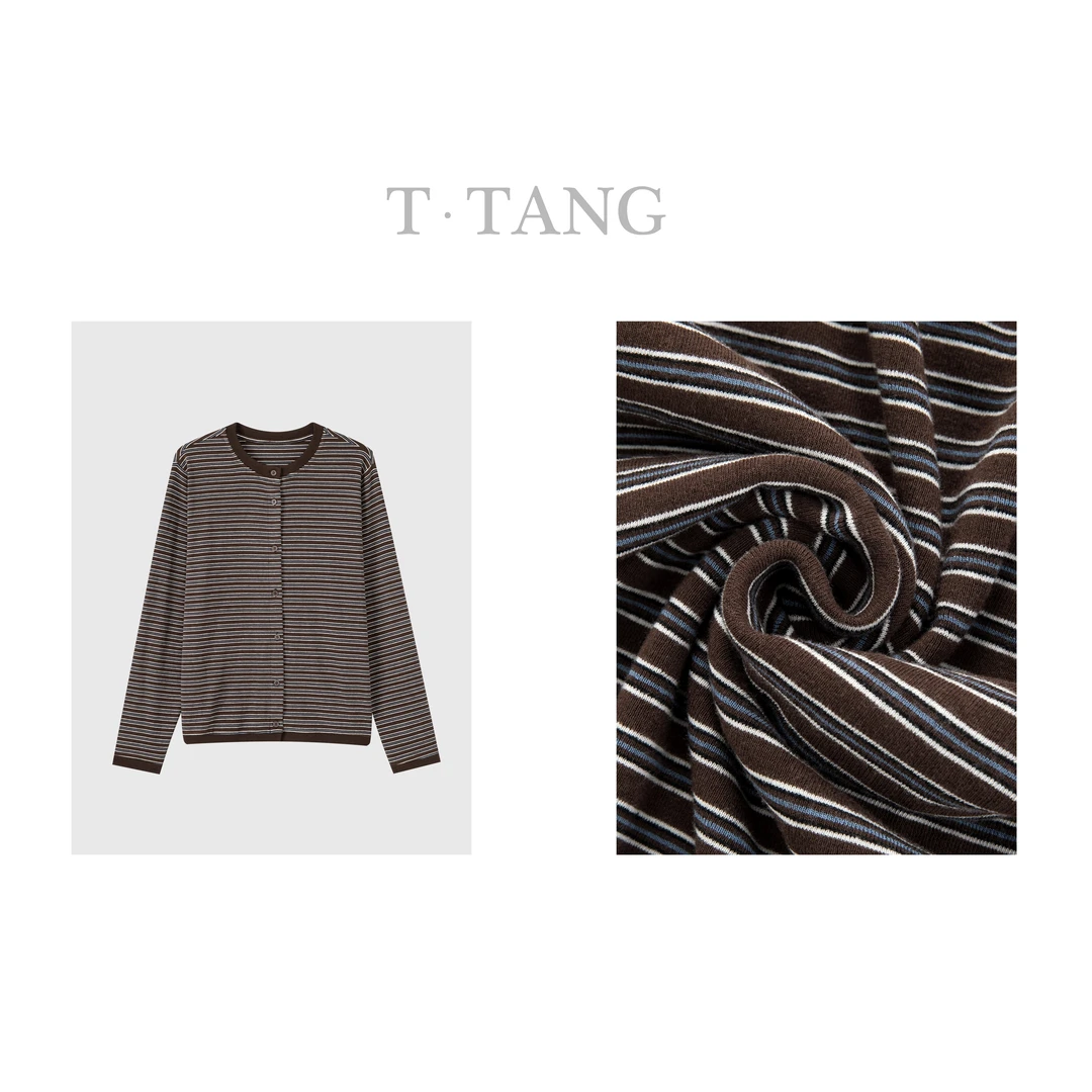 秋冬圆领单排扣百搭260g精品色织亲肤柔软透气条纹衬衫【6750】