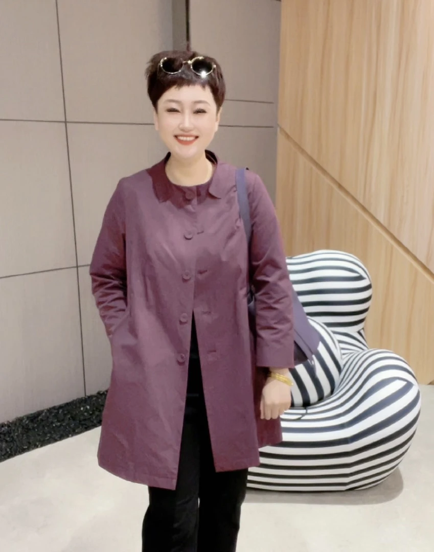 春季170g斜纹记忆面料百搭时尚休闲立领拼片风衣【6133】