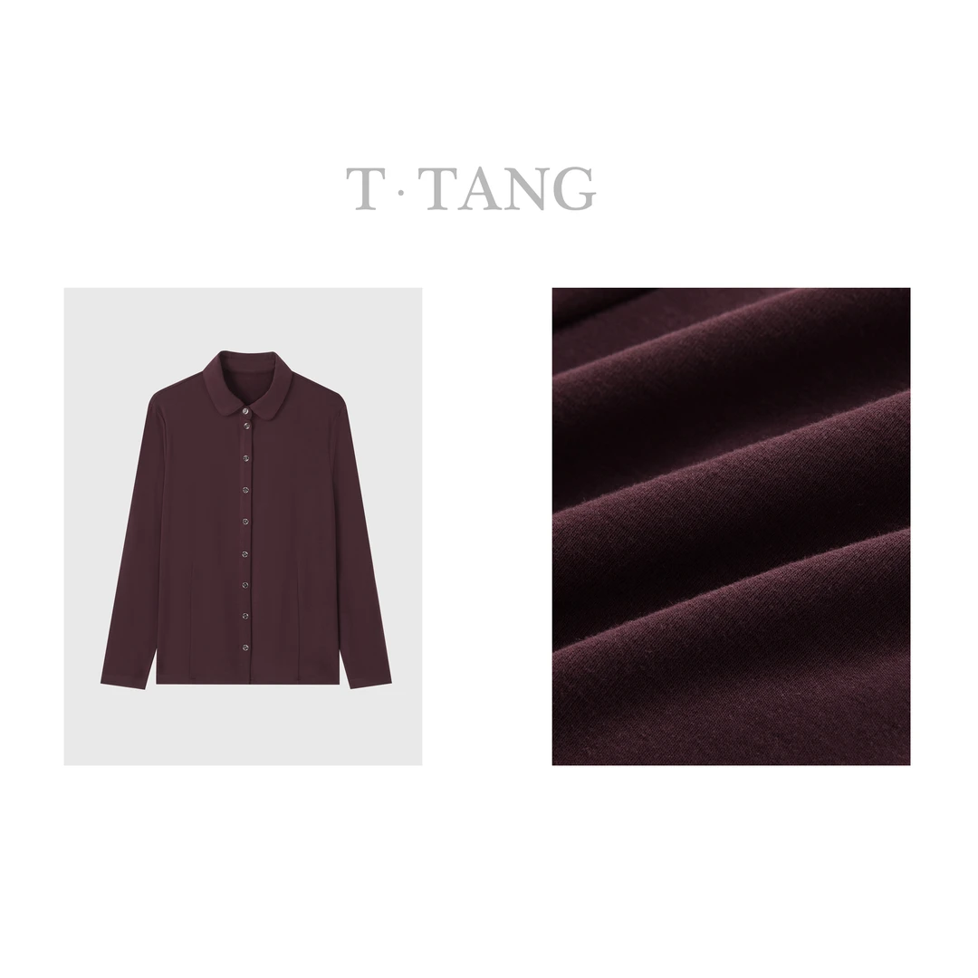 FL秋季简约亲肤260g莫代尔修身高级感显瘦淑女纯色衬衫【6796】TT