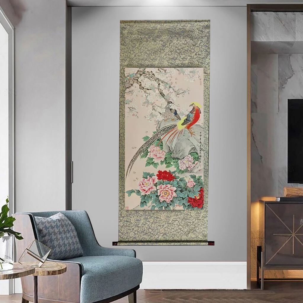 锦上添花152*60CM花鸟画风水画山水画横版挂画国画高清复刻